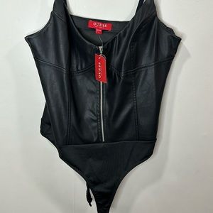 Guess black leather bodysuit